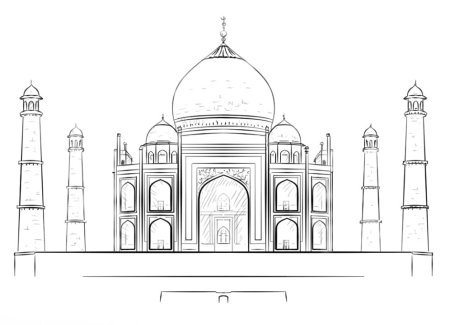 Раскраска храм Тадж Махал Индия