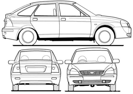 Lada Priora – хэтчбек чертеж
