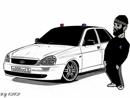 Полицейская машина Приора раскраска