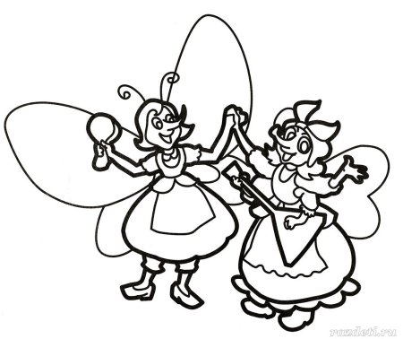 Раскраски к сказке Муха Цокотуха для детей