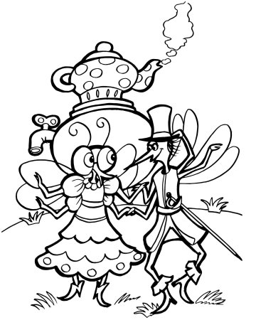 Раскраска по сказке Муха Цокотуха для детей