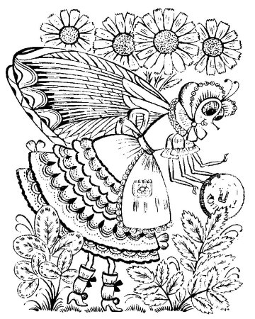 Чуковский Муха Цокотуха раскраска