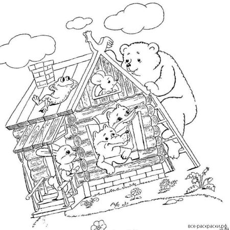 Разукрашка из сказки Теремок