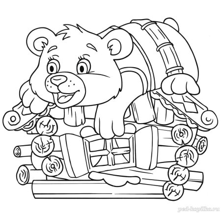 Медведь Теремок раскраска для детей