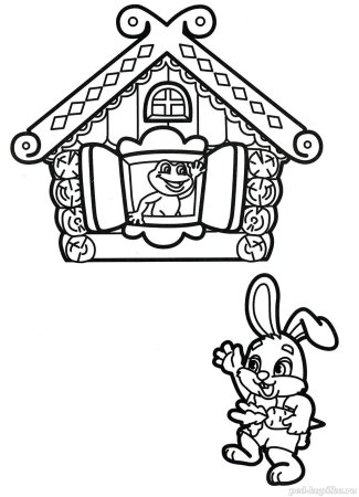 Раскраска домик Теремок для детей 3-4 лет