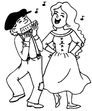 Народные танцы раскраска для детей