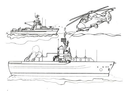 Военный корабль рисунок сбоку