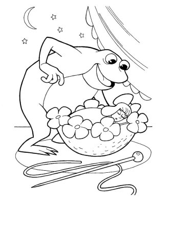 Дюймовочка раскраска для детей