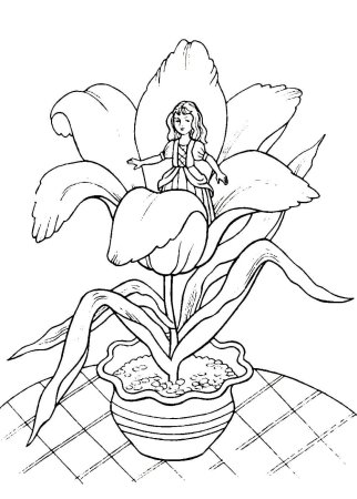 Раскраска к сказке Дюймовочка