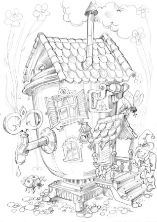 Сказочный домик раскраска
