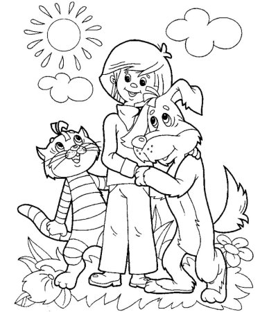 Трое из Простоквашино раскраска