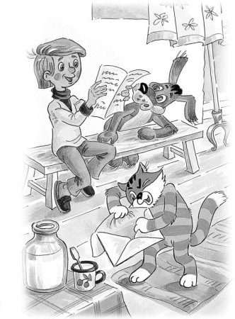 Простоквашино зима в Простоквашино раскраска