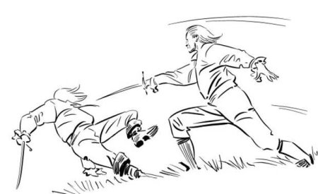 Зарисовки карандашом дуэли