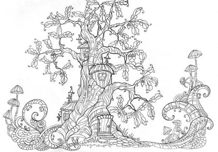Раскраска антистресс дерево для детей