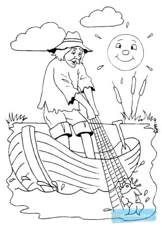 Сказка о рыбаке и рыбке раскраска