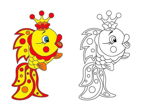 Раскраски по сказке Пушкина о рыбаке и рыбке