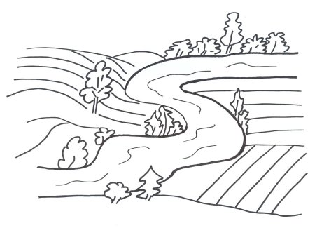 Раскраска мост через реку для детей