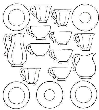 Трафарет чашка с блюдцем