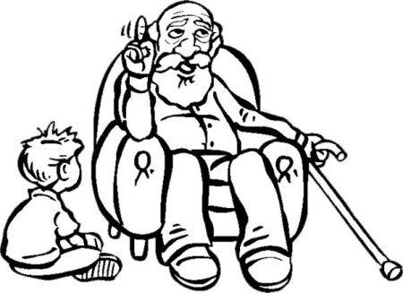 Раскраска бабушка и дедушка