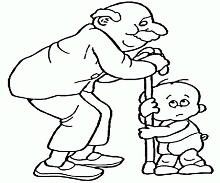 Раскраска дедушка и внук