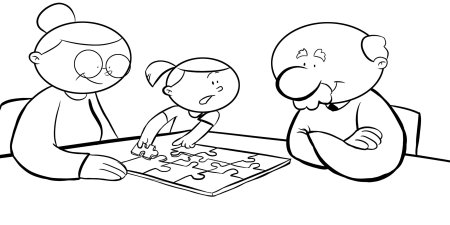 Раскраска дедушка и внучка