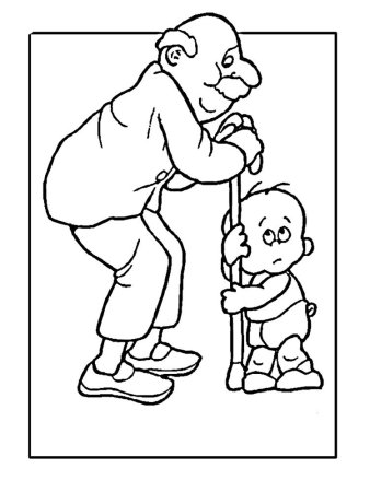 Раскраска дед и внук