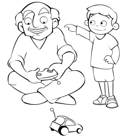 Раскраска бабушка и дедушка для детей