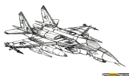 Самолет истребитель раскраска