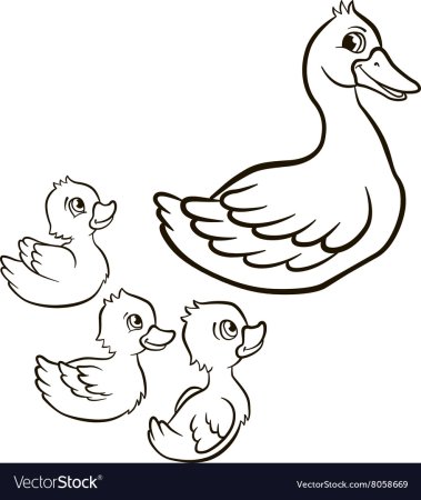 Рисование утки с утятами