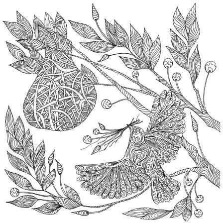 Раскраска антистресс листва