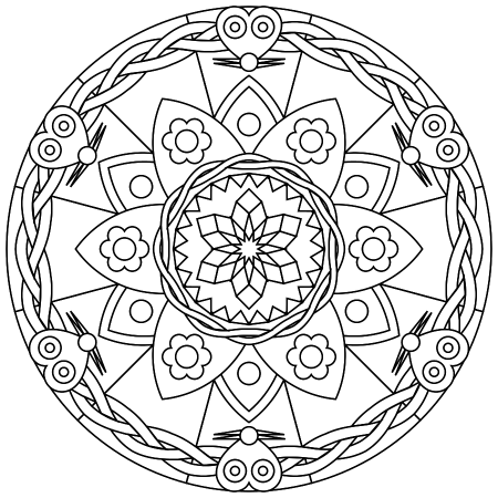 Мандала на удачу раскарску