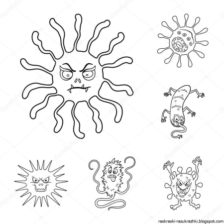 Микробы раскраска для детей