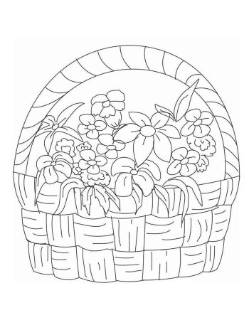 Раскраска цветы в корзине
