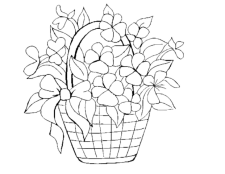 Рисование корзина с цветами