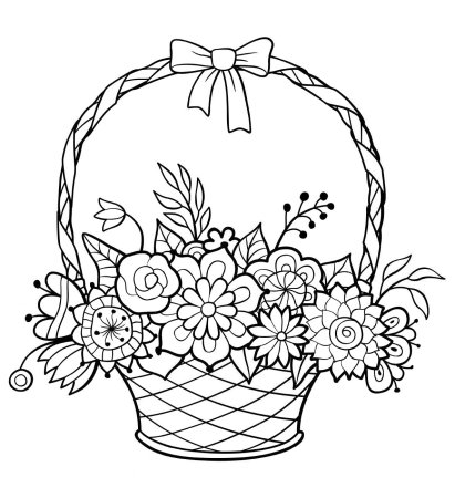 Вышивка гладью корзина с цветами