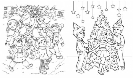 Хоровод вокруг елки раскраска для детей