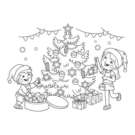 Новый год праздник раскраска