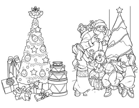 Раскраска звери наряжают ёлку для детей