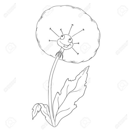 Одуванчик шаблон для рисования