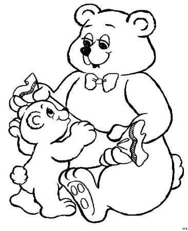 Раскраска Медведица с медвежатами