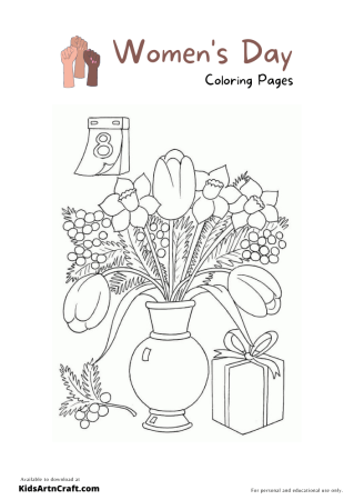 Раскраска букет цветов в вазе