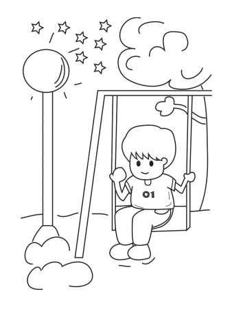 Качель раскраска для детей