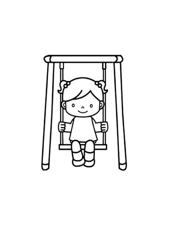 Детская площадка с качелями раскраска
