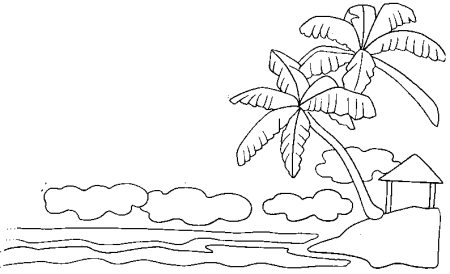 Раскраска море и пальмы