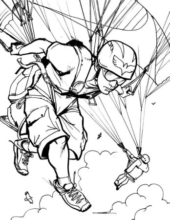 Раскраска парашютиста для детей военный