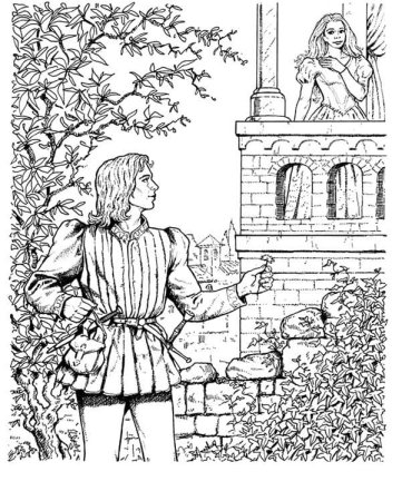 Замок с принцесойраскраска