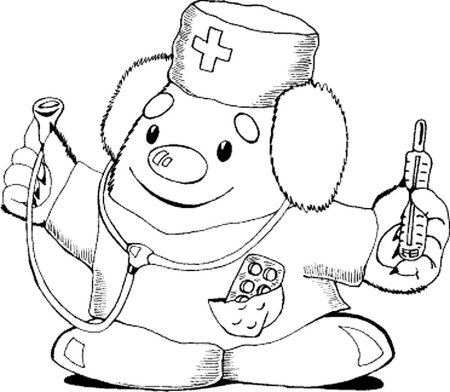 Раскраски на тему врач для малышей