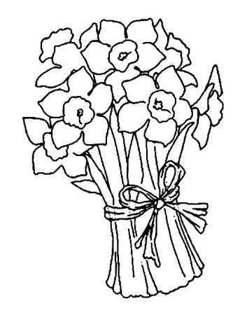 Букет контурный рисунок