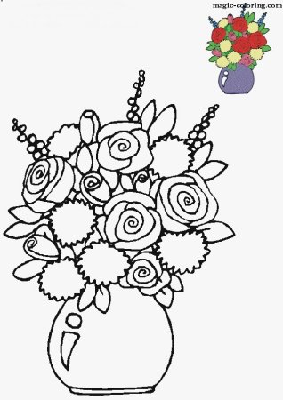 Раскраска с днем рождения букет