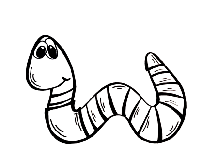 Червяк раскраска для детей